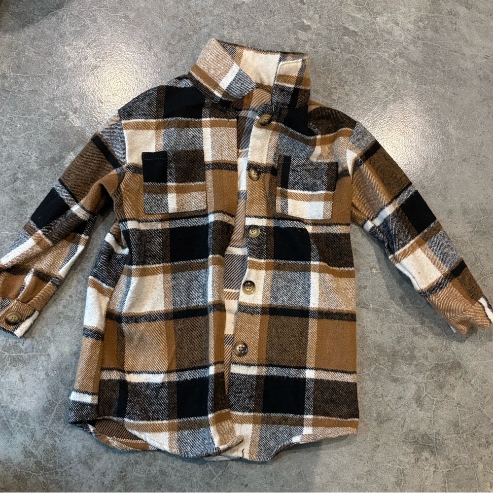 SHEIN Brown and Black Button Down Shacket